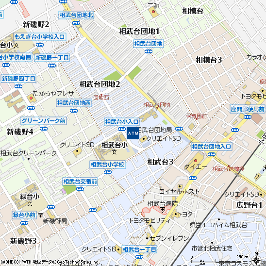 相武台団地付近の地図